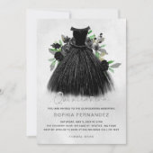 Invitation Parties scintillant d'argent noir Robe florale Qui (Devant)