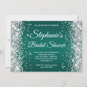 Invitation Parties scintillant d'argent noir Turquoise Ombre