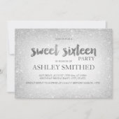 Invitation parties scintillant d'argent ombre chic moderne Sw (Devant)