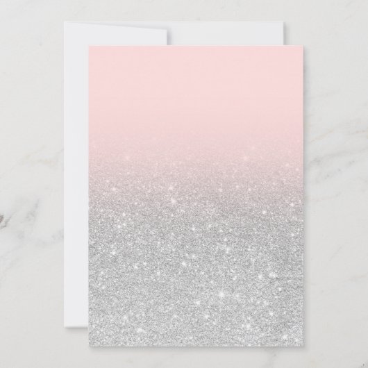 Invitation Parties scintillant d'argent ombre rose typographi (Dos)