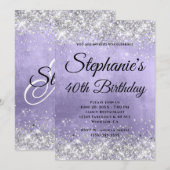 Invitation Parties scintillant d'argent Pale Lavender Foil Fa (Devant / Derrière)