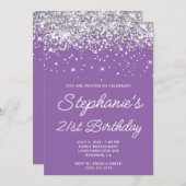 Invitation Parties scintillant d'argent Pale Purple 21e anniv (Devant / Derrière)
