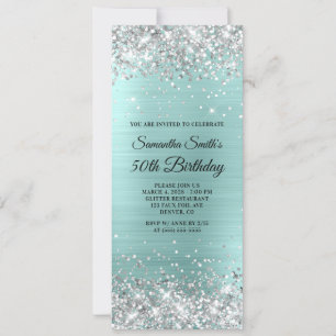 Invitation Parties scintillant d'argent Pale Turquoise Foil 5