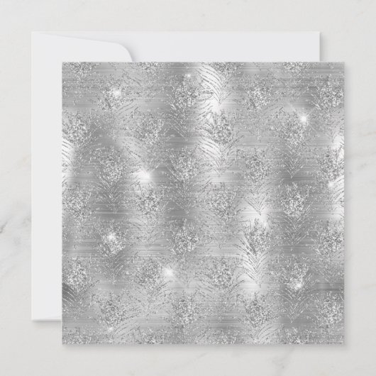 Invitation Parties scintillant d'argent Peacock Feather Glam (Dos)