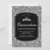 Invitation Parties scintillant d'argent pétillant Quinceañera (Devant)