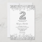 Invitation Parties scintillant d'argent & Photo Boys 2e fête  (Dos)