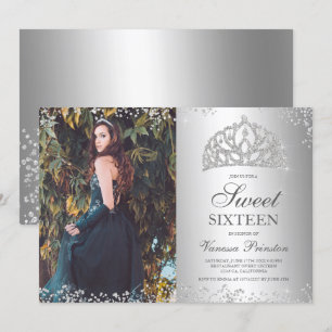 Invitation Parties scintillant d'argent photo métallique tiar
