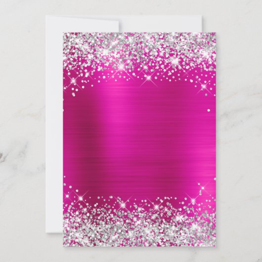 Invitation Parties scintillant d'argent Pink Hot Foil 21e ann (Dos)