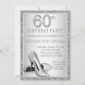 Invitation Parties scintillant d'argent pour femmes haute tal (Devant)