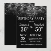 Invitation Parties scintillant d'argent pour la fête d'annive (Devant / Derrière)
