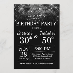 Invitation Parties scintillant d'argent pour la fête d'annive