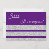 Invitation Parties scintillant d'argent pourpre Surprise 50e  (Dos)