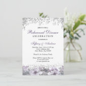 Invitation Parties scintillant d'argent Purple Floral Dîner d (Debout devant)
