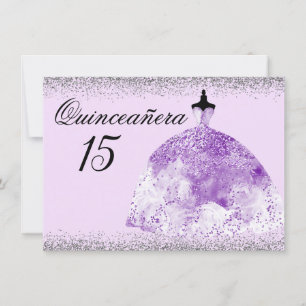 Invitation Parties scintillant d'argent Purple Gown Quinceane