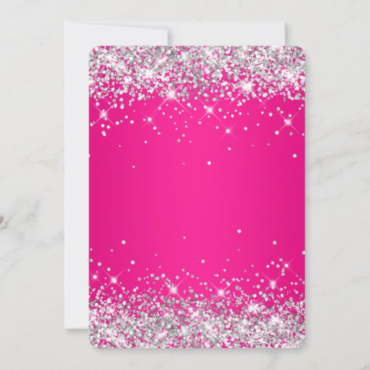 Invitation Parties scintillant d'argent rose chaud Gradient 3 (Dos)