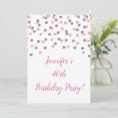 Invitation Parties scintillant d'argent rose Confetti 40 et f (Debout devant)