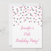 Invitation Parties scintillant d'argent rose Confetti 75 et f (Devant)