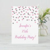 Invitation Parties scintillant d'argent rose Confetti 75 et f (Debout devant)