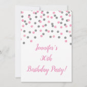 Invitation Parties scintillant d'argent rose Confetti encoura (Devant)
