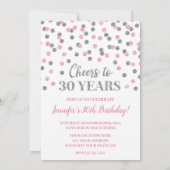 Invitation Parties scintillant d'argent rose Confetti encoura (Dos)