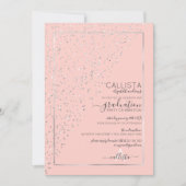 Invitation Parties scintillant d'argent rose Diagonal Confett (Devant)