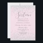 Invitation Parties scintillant d'argent rose doux 16 16e anni<br><div class="desc">Parties scintillant d'argent rose doux 16 16e anniversaire Invitation</div>