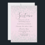 Invitation Parties scintillant d'argent rose doux 16 16e anni<br><div class="desc">Parties scintillant d'argent rose doux 16 16e anniversaire Invitation</div>