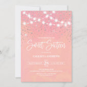 Invitation Parties scintillant d'argent rose éclaire doux 16 (Devant)