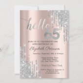 Invitation Parties scintillant d'argent Rose Gold 65e anniver (Devant)