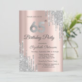 Invitation Parties scintillant d'argent Rose Gold 65e anniver (Debout devant)