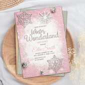 Invitation Parties scintillant d'argent rose hiver Baby Showe