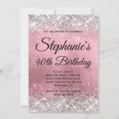 Invitation Parties scintillant d'argent rose huile Fancy Mono (Devant)