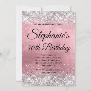 Invitation Parties scintillant d'argent rose huile Fancy Mono