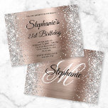 Invitation Parties scintillant d'argent Rose or Monogramme 21<br><div class="desc">Créez votre propre monogramme élégant jalon 21e anniversaire de célébration horizontale format 5x7 invitation pour elle. Des graphiques de parties scintillant gris argent brillant bordent les bords d'un art numérique de feuille métallique de style rose et bleu. Customisez l'invitation et les couleurs ou styles de police monogramme. Vous pouvez également...</div>