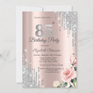 Invitation Parties scintillant d'argent Rose Rose Gold 85e