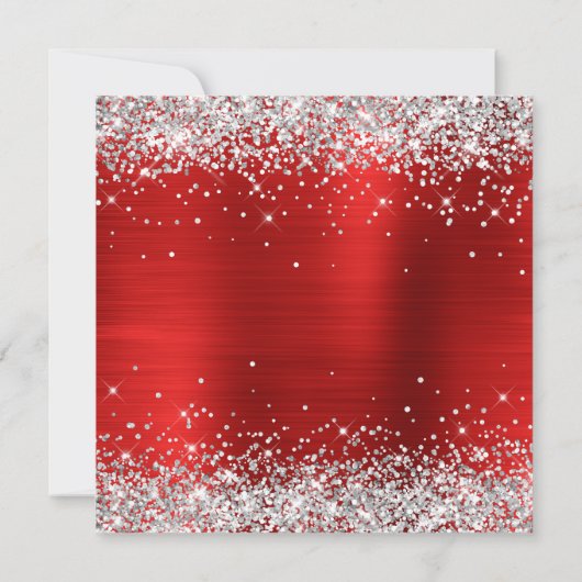 Invitation Parties scintillant d'argent Rouge huile de mariag (Dos)