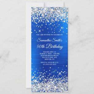 Invitation Parties scintillant d'argent Royal Blue Foil 50e a