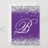 Invitation Parties scintillant d'argent Royal violet Monogram (Dos)