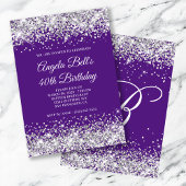 Invitation Parties scintillant d'argent Royal violet Monogram
