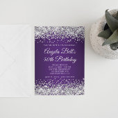 Invitation Parties scintillant d'argent Royal violet Monogram