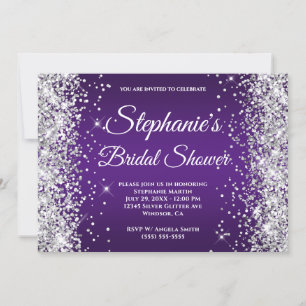 Invitation Parties scintillant d'argent Royal violet Ombre fa