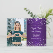 Invitation Parties scintillant d'argent Royal violet photo 18 (Debout devant)