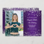 Invitation Parties scintillant d'argent Royal violet photo 18 (Devant / Derrière)