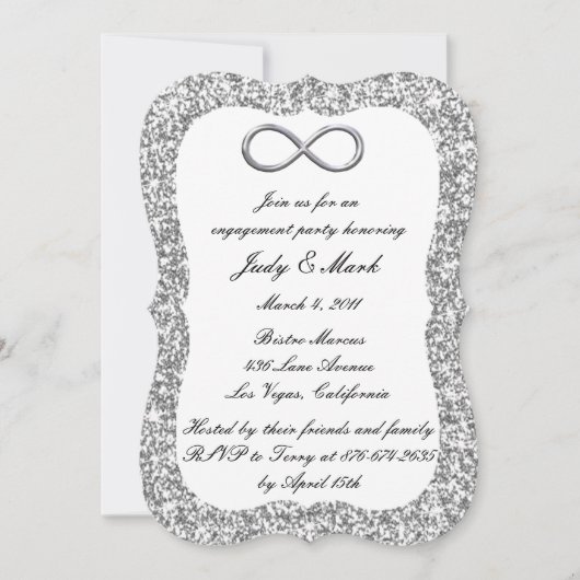 Invitation Parties scintillant d'argent Silver Infinity Party (Devant)