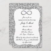 Invitation Parties scintillant d'argent Silver Infinity Party (Devant / Derrière)