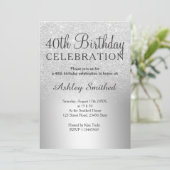 Invitation parties scintillant d'argent sombre métallique 40e (Debout devant)