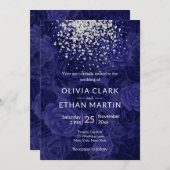 Invitation Parties scintillant d'argent sur les Roses Royal B (Devant / Derrière)