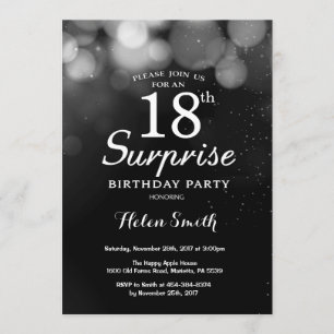 Invitation Parties scintillant d'argent Surprise 18e annivers