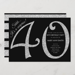 Invitation Parties scintillant d'argent Surprise 40e annivers
