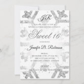 Invitation Parties scintillant d'argent Sweet d'hiver 16 Anni (Devant)